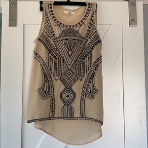 Sheer embroidered tank top